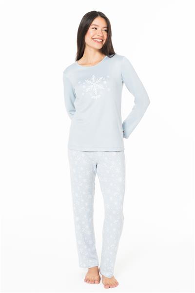 U.s Polo Assn. 20151 Kadın Uzun Kollu Bisiklet Yaka Pijama Takımı-Mavi