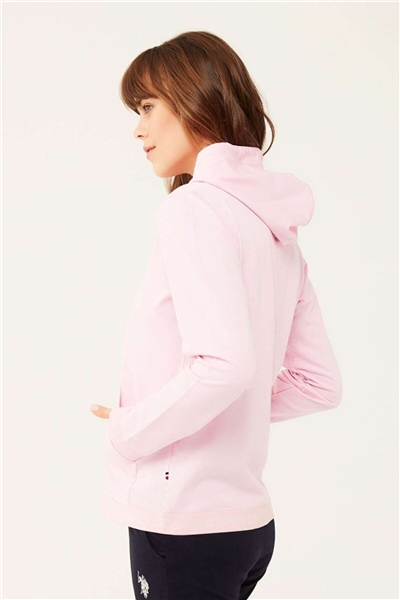 U.s Polo Assn. 16599 Kadın Kapişonlu Eşofman Üstü-Pembe