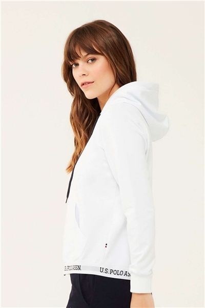 U.s Polo Assn. 16599 Kadın Kapişonlu Eşofman Üstü-Beyaz