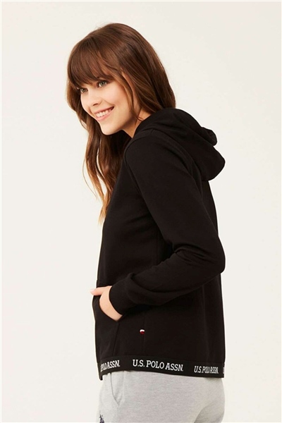U.s Polo Assn. 16599 Kadın Kapişonlu Eşofman Üstü-Siyah