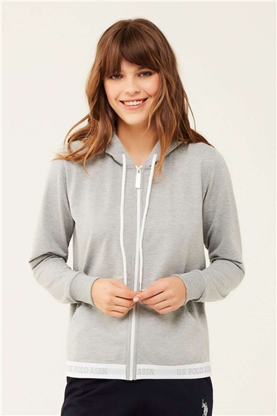 U.s Polo Assn. 16599 Kadın Kapişonlu Eşofman Üstü-gri