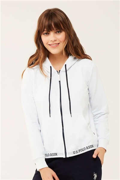 U.s Polo Assn. 16599 Kadın Kapişonlu Eşofman Üstü-Beyaz