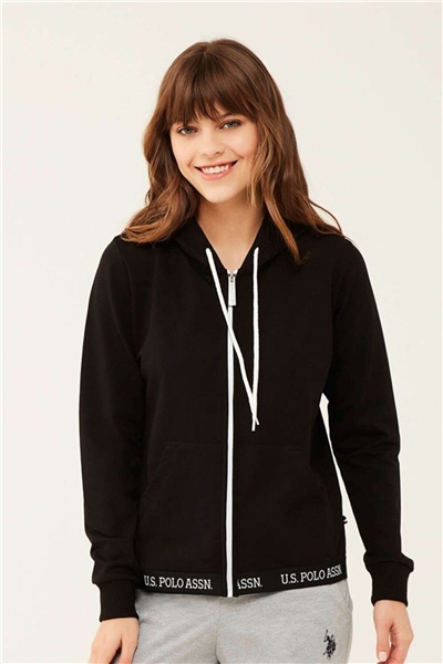 U.s Polo Assn. 16599 Kadın Kapişonlu Eşofman Üstü-Siyah