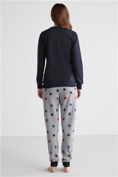 U.s Polo Assn. 16958 Kadın Lacivert Patlı Uzun Kollu Pijama Takımı -Lacivert