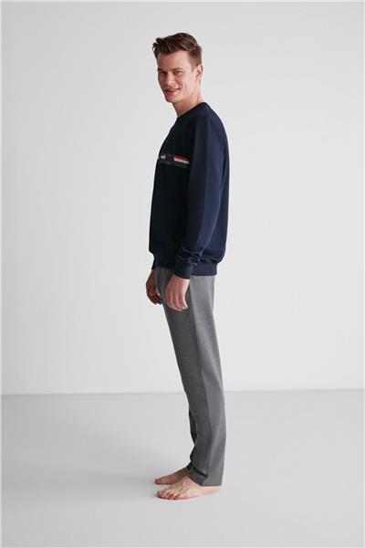 U.s Polo Assn. 18710 Erkek Lacivert Yuvarlak Yaka Uzun Kollu Pijama Takımı -Lacivert
