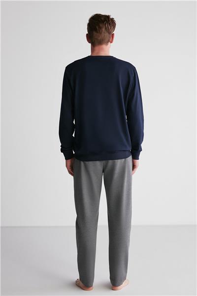 U.s Polo Assn. 18710 Erkek Lacivert Yuvarlak Yaka Uzun Kollu Pijama Takımı -Lacivert