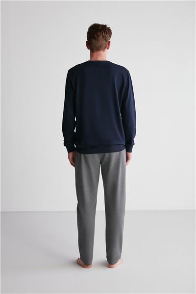 U.s Polo Assn. 18710 Erkek Lacivert Yuvarlak Yaka Uzun Kollu Pijama Takımı -Lacivert