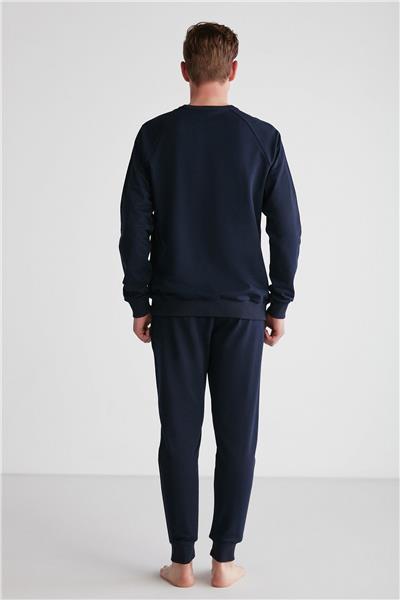 U.s Polo Assn. 18717 Erkek Lacivert Yuvarlak Yaka Uzun Kollu Pijama Takımı -Lacivert