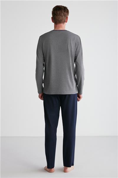 U.s Polo Assn. 18752 Erkek Antrasit Melanj V Yaka Uzun Kollu Pijama Takımı -Antrasitmelanj