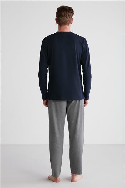 U.s Polo Assn. 18752 Erkek Lacivert V Yaka Uzun Kollu Pijama Takımı -Lacivert