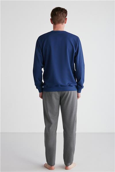 U.s Polo Assn. 18757 Erkek Lacivert Yuvarlak Yaka Uzun Kollu Pijama Takımı -Lacivert