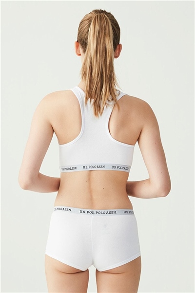 U.s Polo Assn. 65003 Kadın Sporcu Büstiyer Şort Set-Beyaz