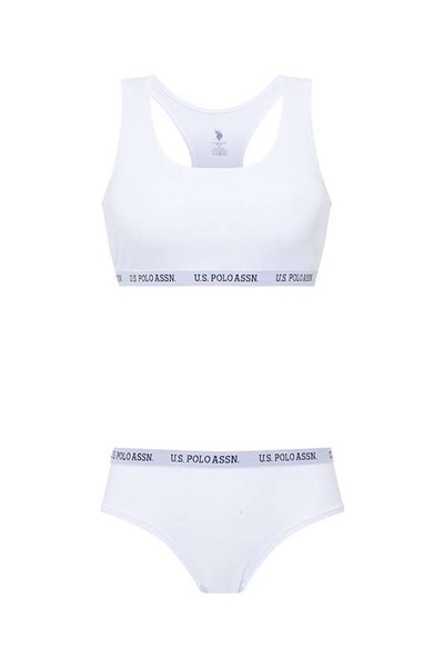 U.s Polo Assn. 65003 Kadın Sporcu Büstiyer Şort Set-Beyaz