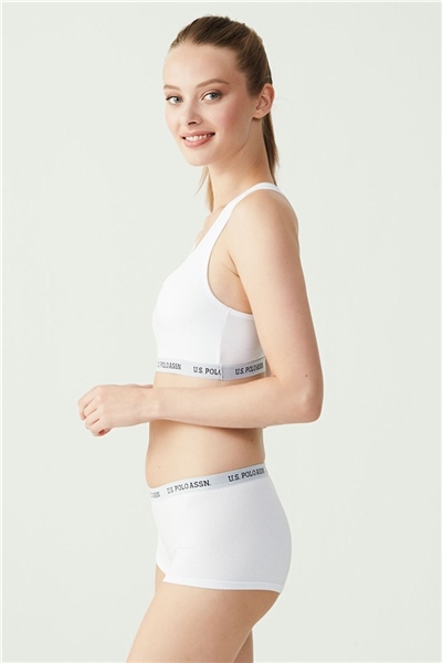 U.s Polo Assn. 65003 Kadın Sporcu Büstiyer Şort Set-Beyaz
