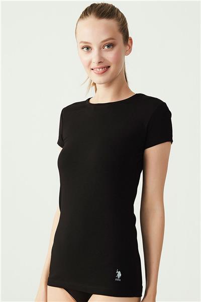 U.s Polo Assn. 66002 Kadın Modal Kısa Kollu Yuvarlak Yaka T-Shirt-Siyah