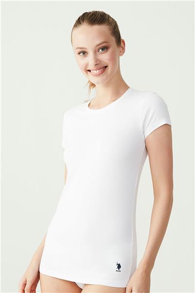 U.s Polo Assn. 66002 Kadın Modal Kısa Kollu Yuvarlak Yaka T-Shirt-Beyaz