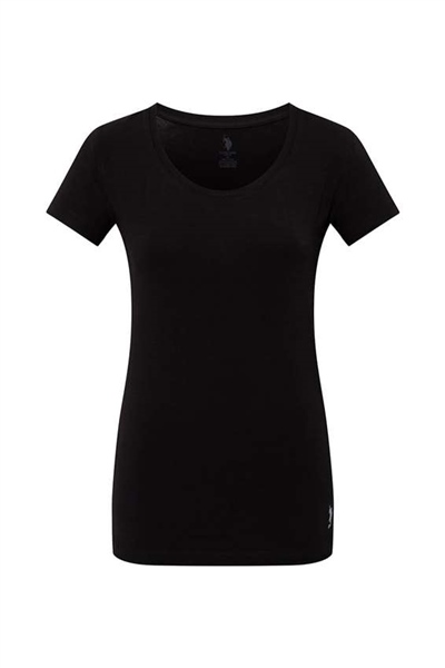 U.s Polo Assn. 66003 Kadın Derin Yuvarlak Yaka T-Shırt-Siyah