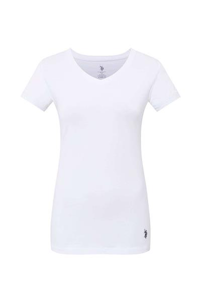 U.s Polo Assn. 66004 Kadın Modal Kısa Kollu V Yaka T-Shirt-Beyaz