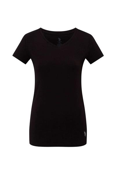 U.s Polo Assn. 66004 Kadın Modal Kısa Kollu V Yaka T-Shirt-Siyah