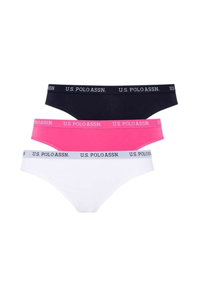 U.s Polo Assn. 66119 Kadın 3 Lü slip-Fuşya&Lacivert&Beyaz
