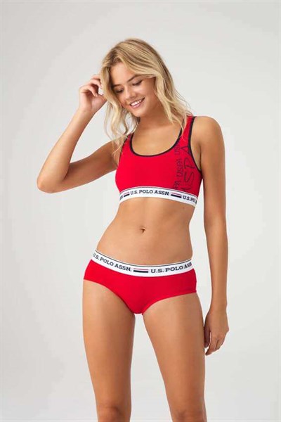 U.s Polo Assn. 66255 Kadın Büstiyer Şort Takım-Kırmızı