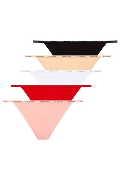 U.s Polo Assn. 67000 Kadın 5 Li slip-Siyah&Ten&Beyaz&Somon&Kırmızı