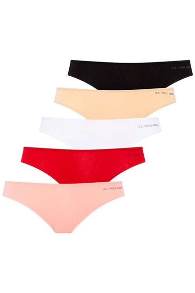 U.s Polo Assn. 67005 Kadın 5 Li Kıl Lastiklı Strıng-Siyah&Ten&Beyaz&Somon&Kırmızı