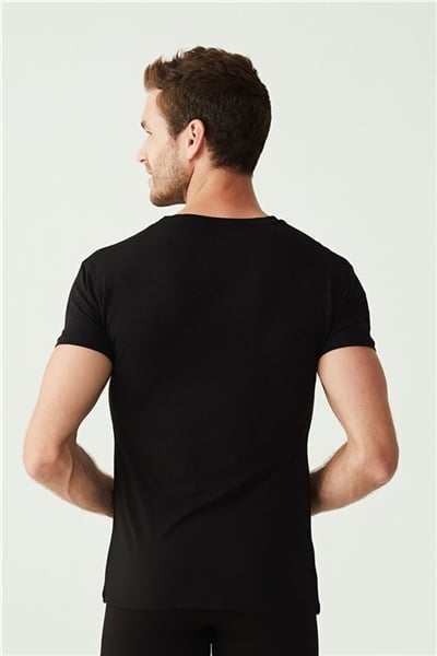 U.s Polo Assn. 80194 Erkek 2 Li Kısa Kol  V Yaka Atlet-Siyah