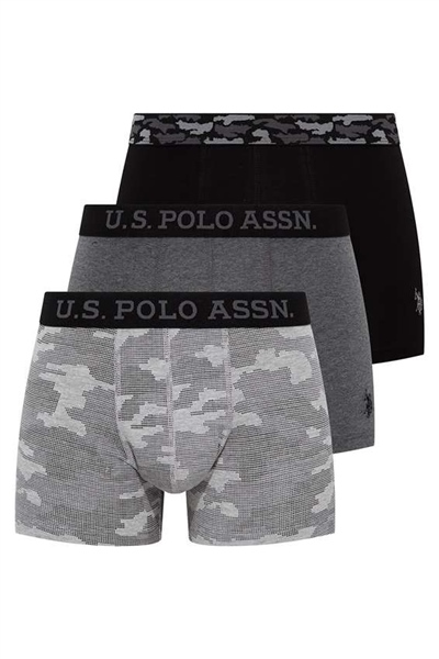 U.s Polo Assn. 80300 Erkek 3 Lü Boxer-Siyah&Antrasitmelanj&Kamuflaj