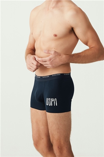 U.s Polo Assn. 80338 Erkek 3 Lü Boxer-Lacivert&Lacivertmelanj&Baskılı