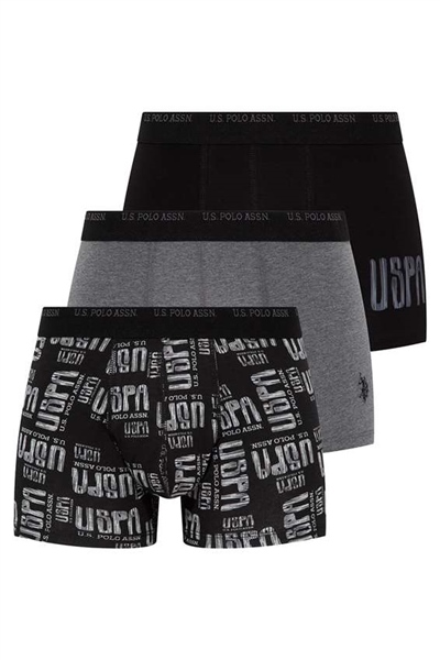 U.s Polo Assn. 80338 Erkek 3 Lü Boxer-Antrasitmelanj&Siyah&Grimelanj