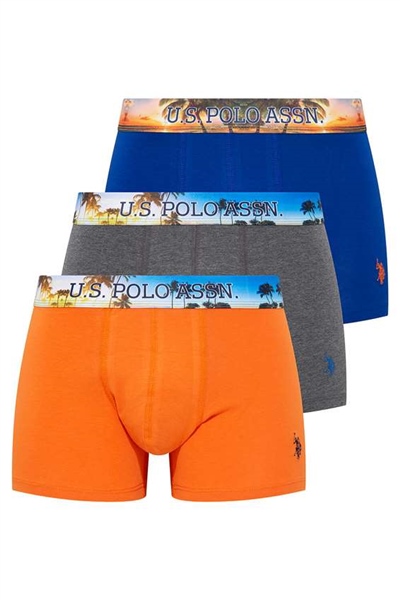 U.s Polo Assn. 80434 Erkek 3 Lü Boxer-Sax&Antrasitmelanj&Turuncu