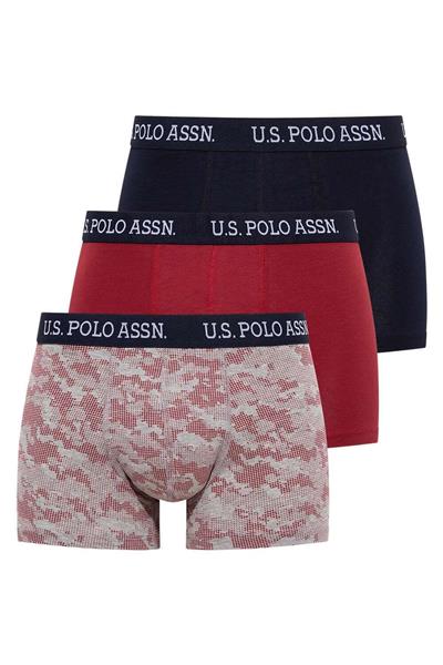 U.s Polo Assn. 80454 Erkek 3lü Uzun Paçalı Boxer-Lacivert&Bordo&Kamuflaj