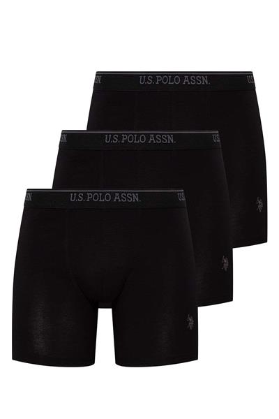 U.s Polo Assn. 80454 Erkek 3lü Uzun Paçalı Boxer-Siyah