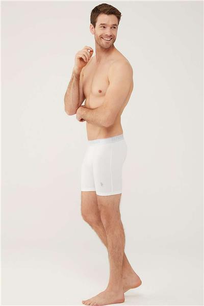 U.s Polo Assn. 80454 Erkek 3lü Uzun Paçalı Boxer-Beyaz