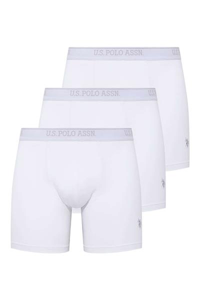 U.s Polo Assn. 80454 Erkek 3lü Uzun Paçalı Boxer-Beyaz