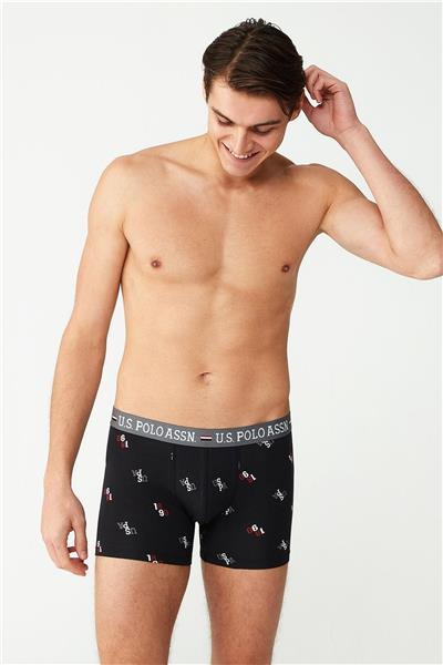 U.s Polo Assn. 80487 Erkek Modal 2li Boxer-Bordo&Siyah