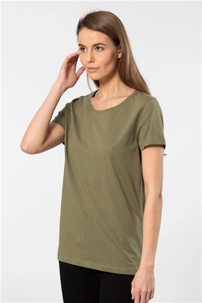 WTSHIRT LONDON Kadın Kısa Kollu Bisiklet Yaka Basic T-shirt-Haki