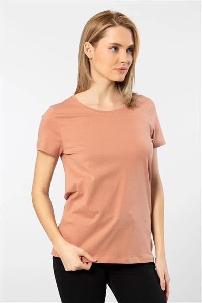 WTSHIRT LONDON Kadın Kısa Kollu Bisiklet Yaka Basic T-shirt-Somon