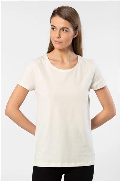 WTSHIRT LONDON Kadın Kısa Kollu Bisiklet Yaka Basic T-shirt-Bej