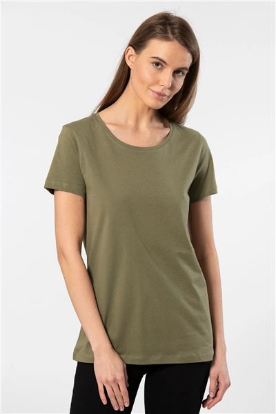 WTSHIRT LONDON Kadın Kısa Kollu Bisiklet Yaka Basic T-shirt-Haki