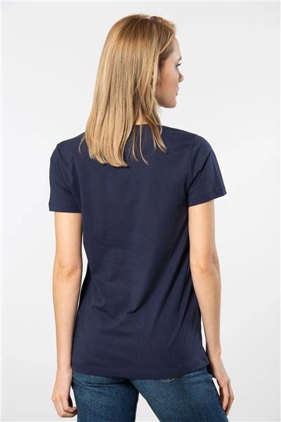 WTSHIRT MİLANO Kadın Kısa Kollu V Yaka Basic T-shirt-Lacivert