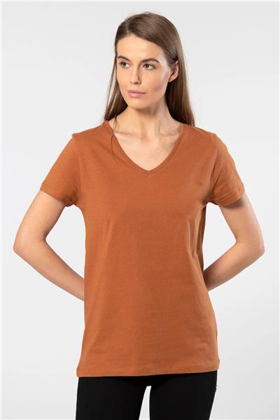 WTSHIRT VENİCE Kadın Kısa Kollu V Yaka Basic T-shirt-Tarcin