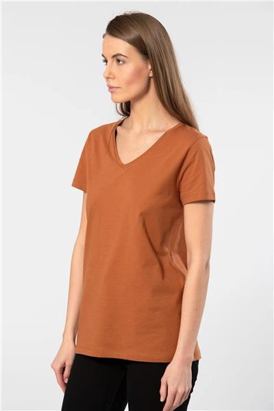 WTSHIRT VENİCE Kadın Kısa Kollu V Yaka Basic T-shirt-Tarcin
