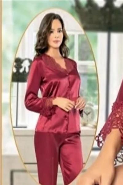 XSES 1001 Kadın Çeyizlik Saten 6lı Takım-Bordo