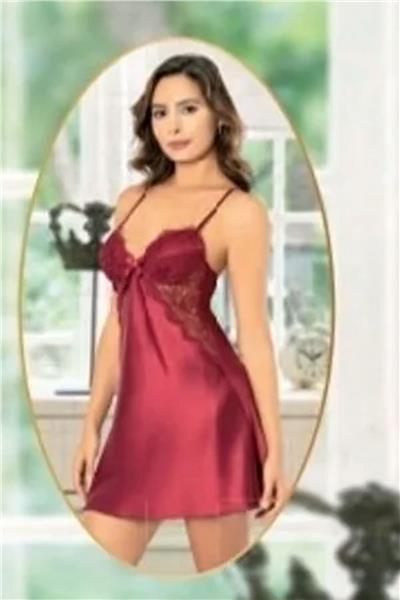 XSES 1001 Kadın Çeyizlik Saten 6lı Takım-Bordo