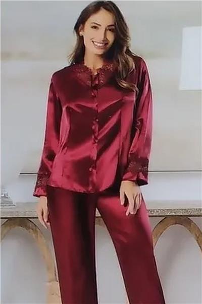 XSES 1002 Kadın Çeyizlik Saten 6lı Takım-Bordo