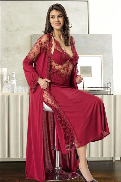 XSES 1019 Kadın Çeyizlik Penye 6lı Takım-Bordo