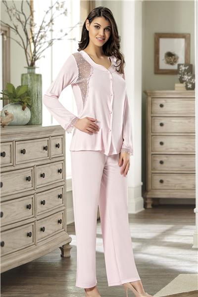 XSES 1453 Kadın Çeyizlik Penye 6lı Takım-Pudra