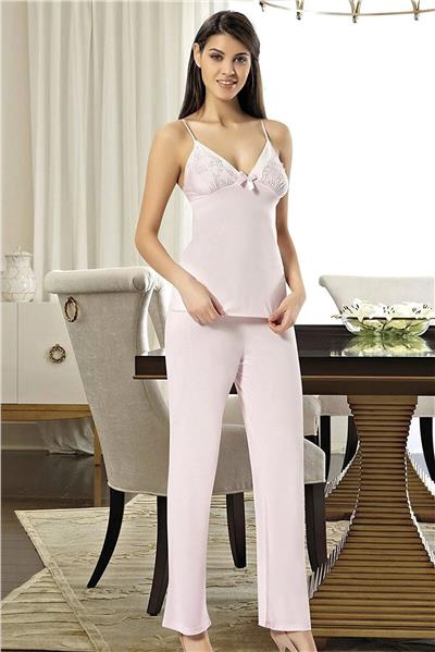 XSES 2030 Kadın Sabahlıklı Pijama Takım-Pudra